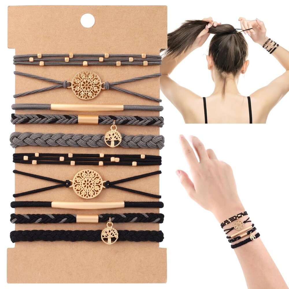 Versatile 10pcs Hair Bands  Elastic No Damage Ties For All Hair Types